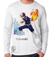 Camiseta manga longa Infantil ou Adulto boku no hero Todoroki anime - Foto 2