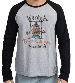 Camiseta manga longa Infantil ou Adulto Cabeça de batata wanted - Foto 2