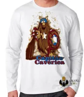 Camiseta manga longa Infantil ou Adulto capitão caverna america caverica heroi - Foto 2
