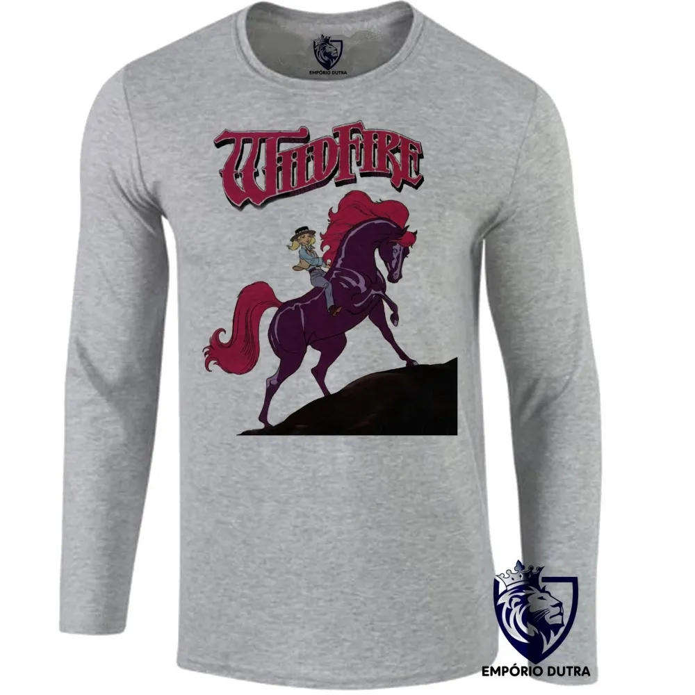 Camiseta manga longa Infantil ou Adulto Cavalo de Fogo princesa sarah