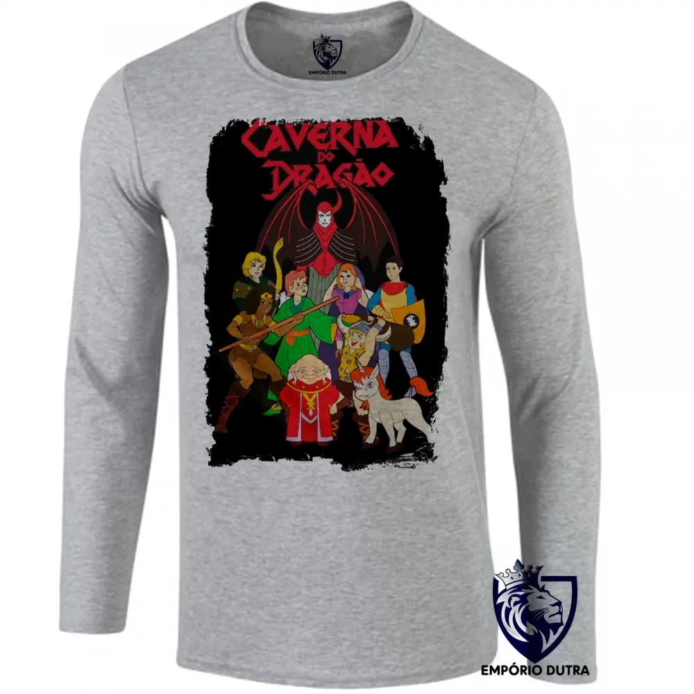 Camiseta manga longa Infantil ou Adulto Caverna do dragão mestre magos turma Imagem