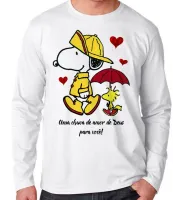 Camiseta manga longa Infantil ou Adulto Chuva de amor de Deus Snoopy - Foto 3