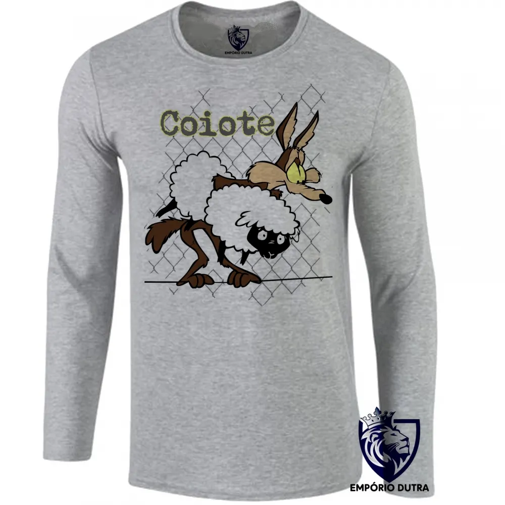 Camiseta manga longa Infantil ou Adulto Coiote ovelha papaleguas acme Imagem