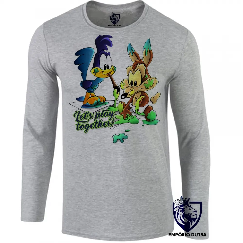 Camiseta manga longa Infantil ou Adulto Coiote Papaléguas baby acme