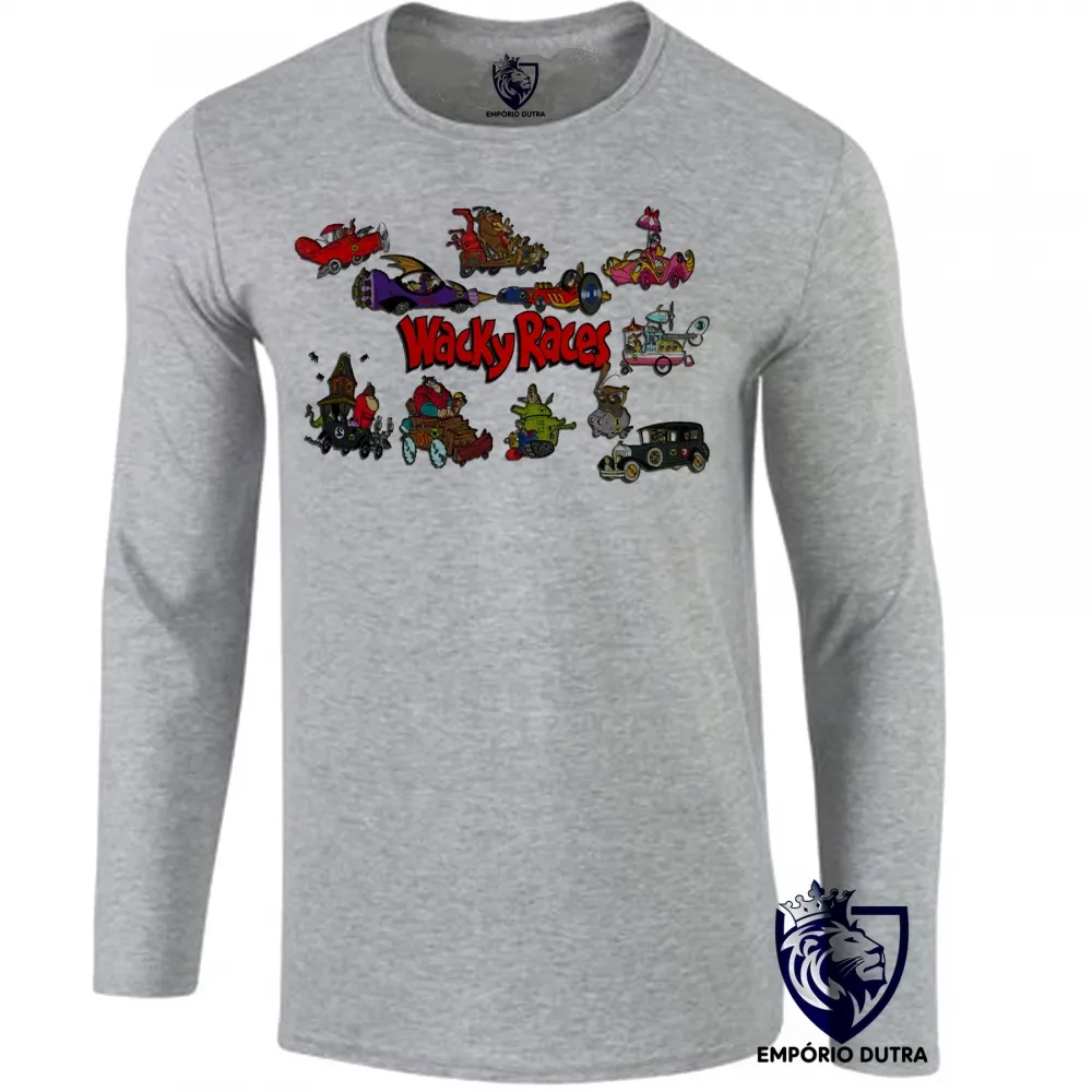 Camiseta manga longa Infantil ou Adulto corrida maluca mutley dick vigarista turma Imagem