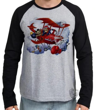 Camiseta manga longa Infantil ou Adulto Dick vigarista mutttley pegue o pombo avião hanna barbera - Foto 2