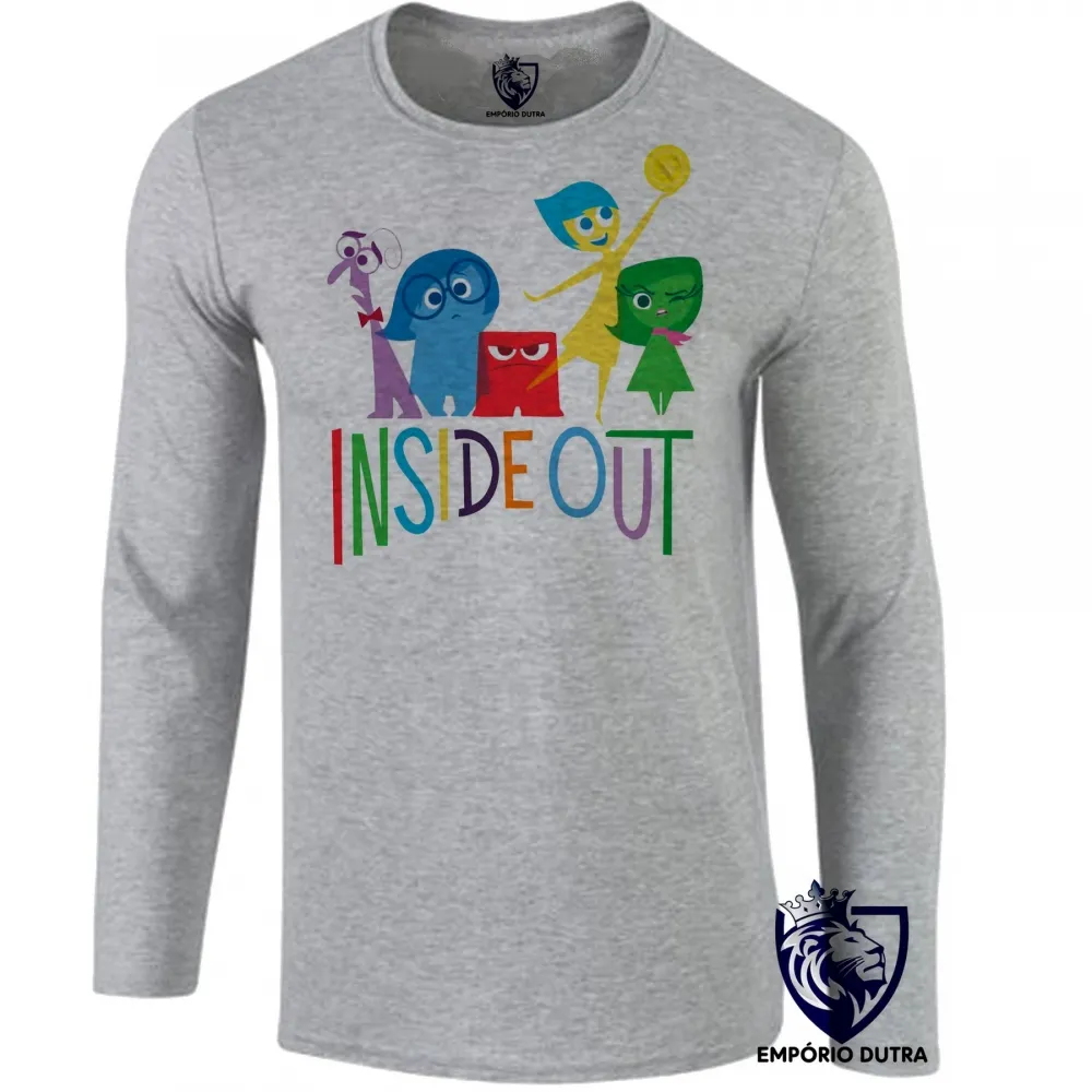 Camiseta manga longa Infantil ou Adulto Divertida mente disney pixar inside out