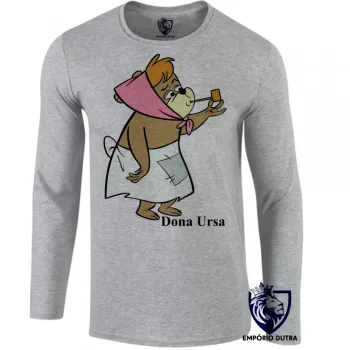 Camiseta manga longa Infantil ou Adulto Dona Ursa Zé Buscapé Hanna Barbera