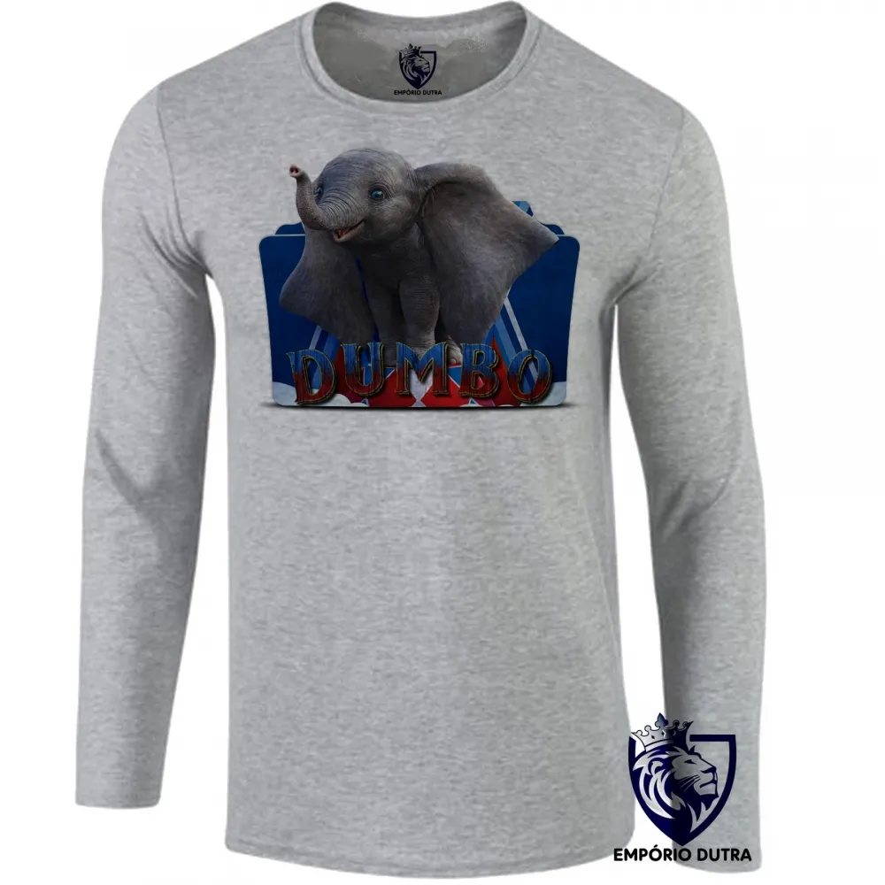Camiseta manga longa Infantil ou Adulto Dumbo elefante