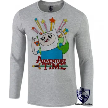 Camiseta manga longa Infantil ou Adulto Finn estrelas Hora da Aventura