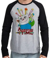 Camiseta manga longa Infantil ou Adulto Finn estrelas Hora da Aventura - Foto 2