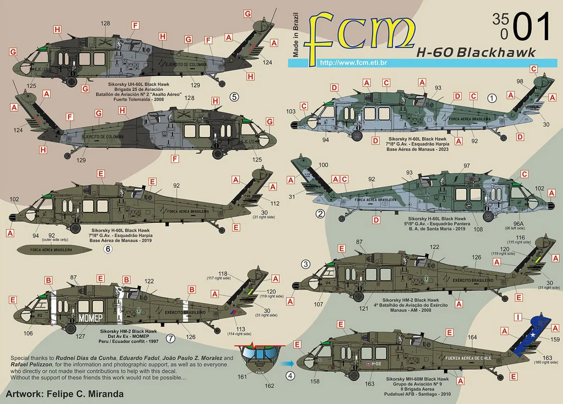 Decalque H-60 Blackhawk 1/35 Fcm 35001 Decal Plastimodelismo Imagem
