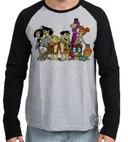 Camiseta manga longa Infantil ou Adulto Flinstones desenho antigo flintstones hanna barbera familia - Foto 2