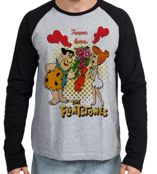 Camiseta manga longa Infantil ou Adulto Flinstones Forever lovers namoro - Foto 2