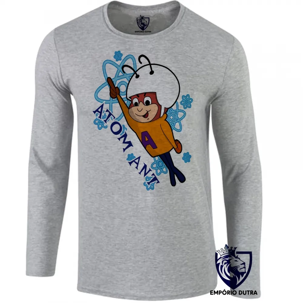 Camiseta manga longa Infantil ou Adulto formiga atomica atom ant desenho antigo hanna barbera