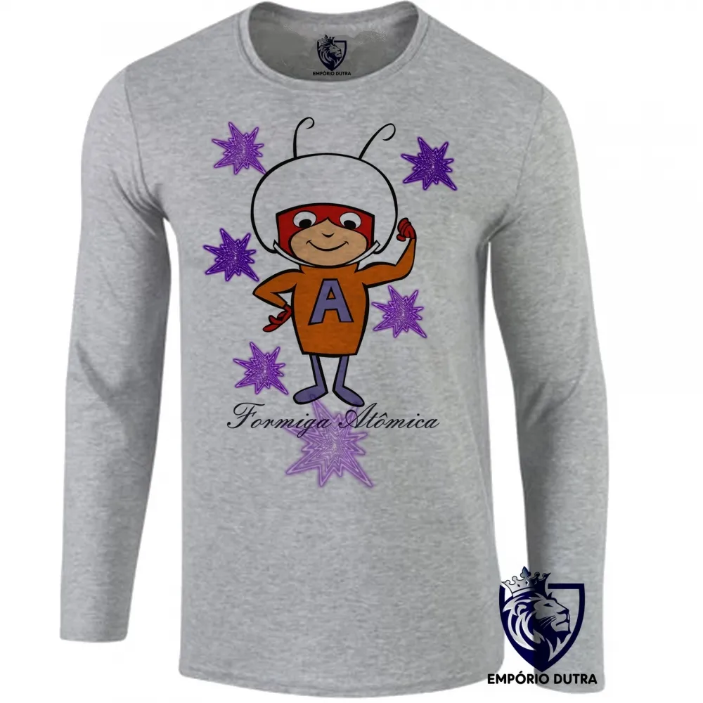 Camiseta manga longa Infantil ou Adulto Formiga Atômica desenho antigo Imagem