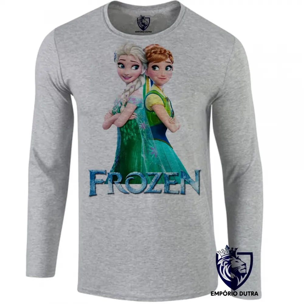 Camiseta manga longa Infantil ou Adulto Frozen Anna Elsa costas