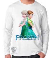Camiseta manga longa Infantil ou Adulto Frozen Anna Elsa costas - Foto 3