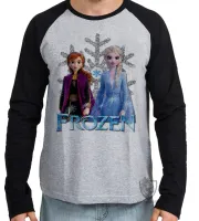 Camiseta manga longa Infantil ou Adulto Frozen Anna Elsa - Foto 2