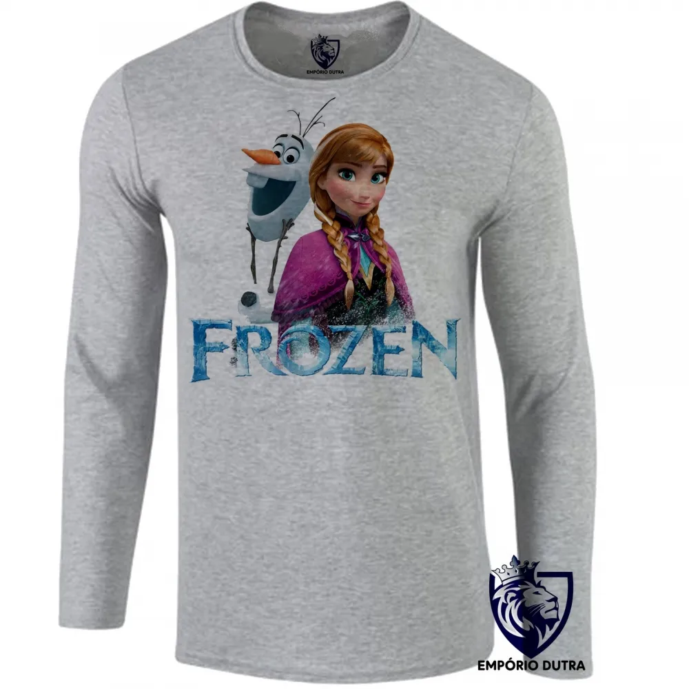 Camiseta manga longa Infantil ou Adulto Frozen Anna Olaf
