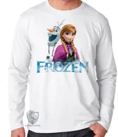 Camiseta manga longa Infantil ou Adulto Frozen Anna Olaf - Foto 3