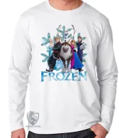 Camiseta manga longa Infantil ou Adulto Frozen floco neve todos - Foto 3