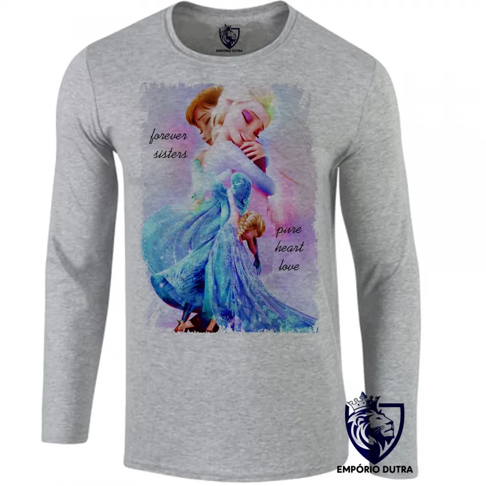 Camiseta manga longa Infantil ou Adulto Frozen forever sisters Imagem