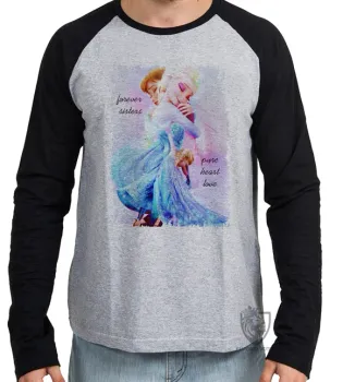 Camiseta manga longa Infantil ou Adulto Frozen forever sisters - Foto 2