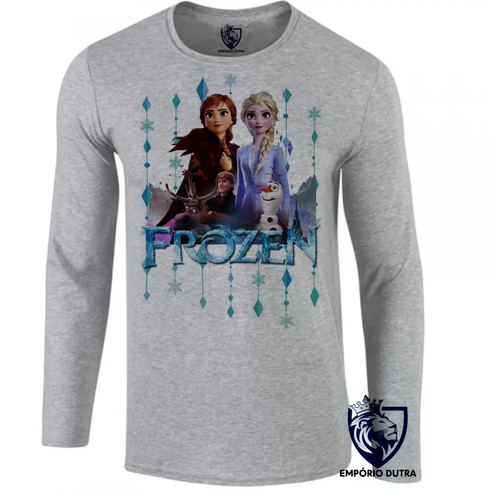 Camiseta manga longa Infantil ou Adulto Frozen Anna e Elsa Imagem