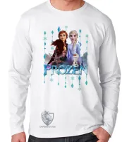 Camiseta manga longa Infantil ou Adulto Frozen Anna e Elsa - Foto 3