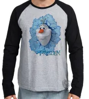 Camiseta manga longa Infantil ou Adulto Frozen Olaf boneco neve - Foto 2