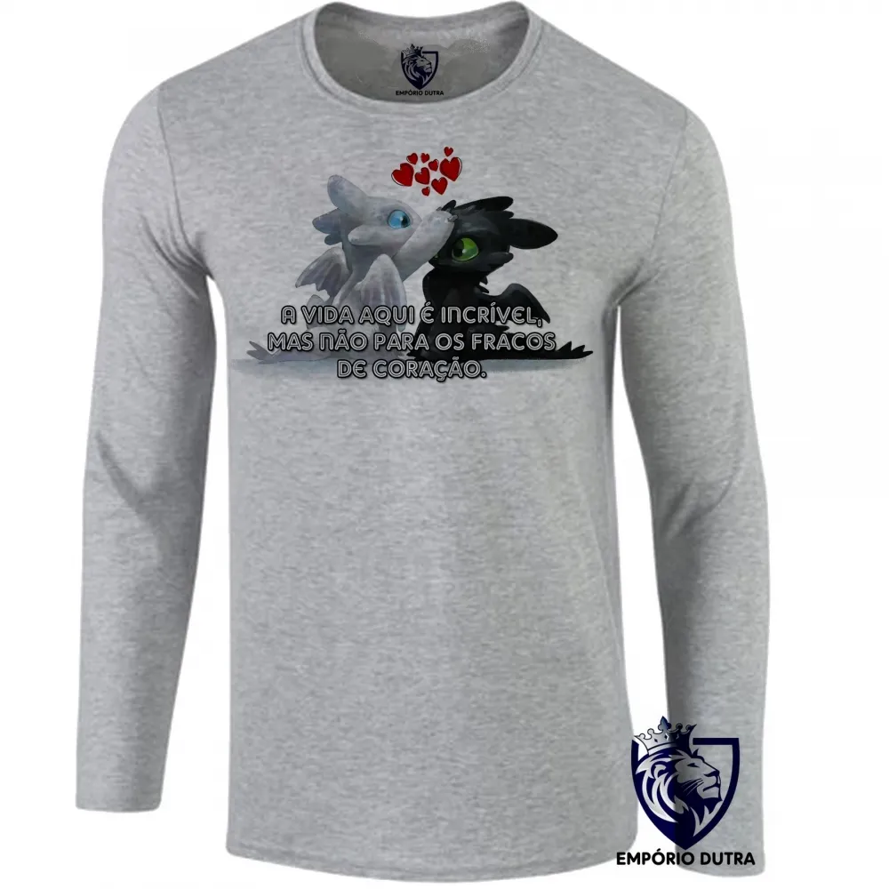 Camiseta manga longa Infantil ou Adulto fúria da noite dragão