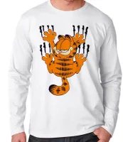 Camiseta manga longa Infantil ou Adulto Garfield arranhar gato cat gatinho - Foto 2
