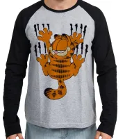 Camiseta manga longa Infantil ou Adulto Garfield arranhar gato cat gatinho - Foto 3