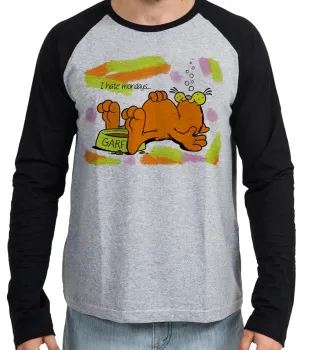Camiseta manga longa Infantil ou Adulto Garfield I hate mondays gato cat - Foto 2