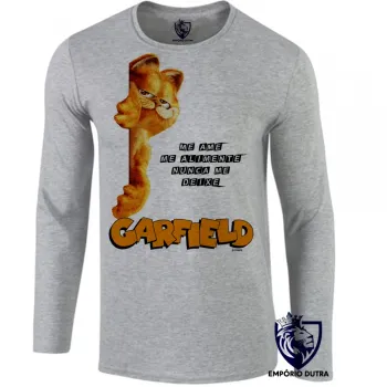 Camiseta manga longa Infantil ou Adulto Garfield me ame gato gordo