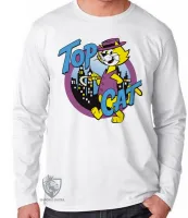 Camiseta manga longa Infantil ou Adulto gato manda chuva gatinho desenho - Foto 3