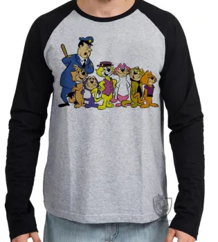 Camiseta manga longa Infantil ou Adulto gato manda chuva guarda belo top cat - Foto 2