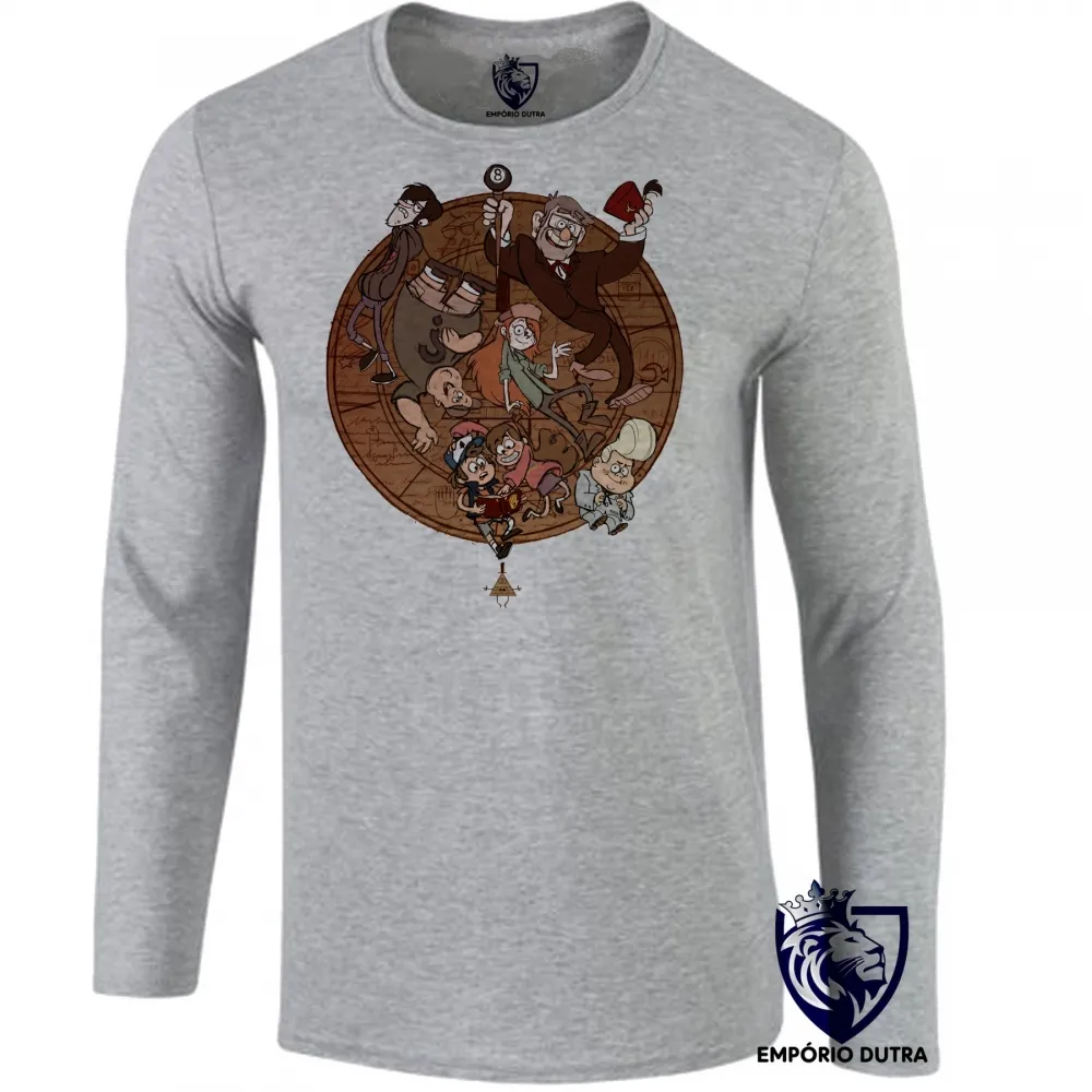 Camiseta manga longa Infantil ou Adulto Gravity Falls círculo todos