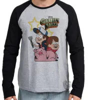 Camiseta manga longa Infantil ou Adulto Gravity Falls estrelas Dipper Mabel - Foto 2