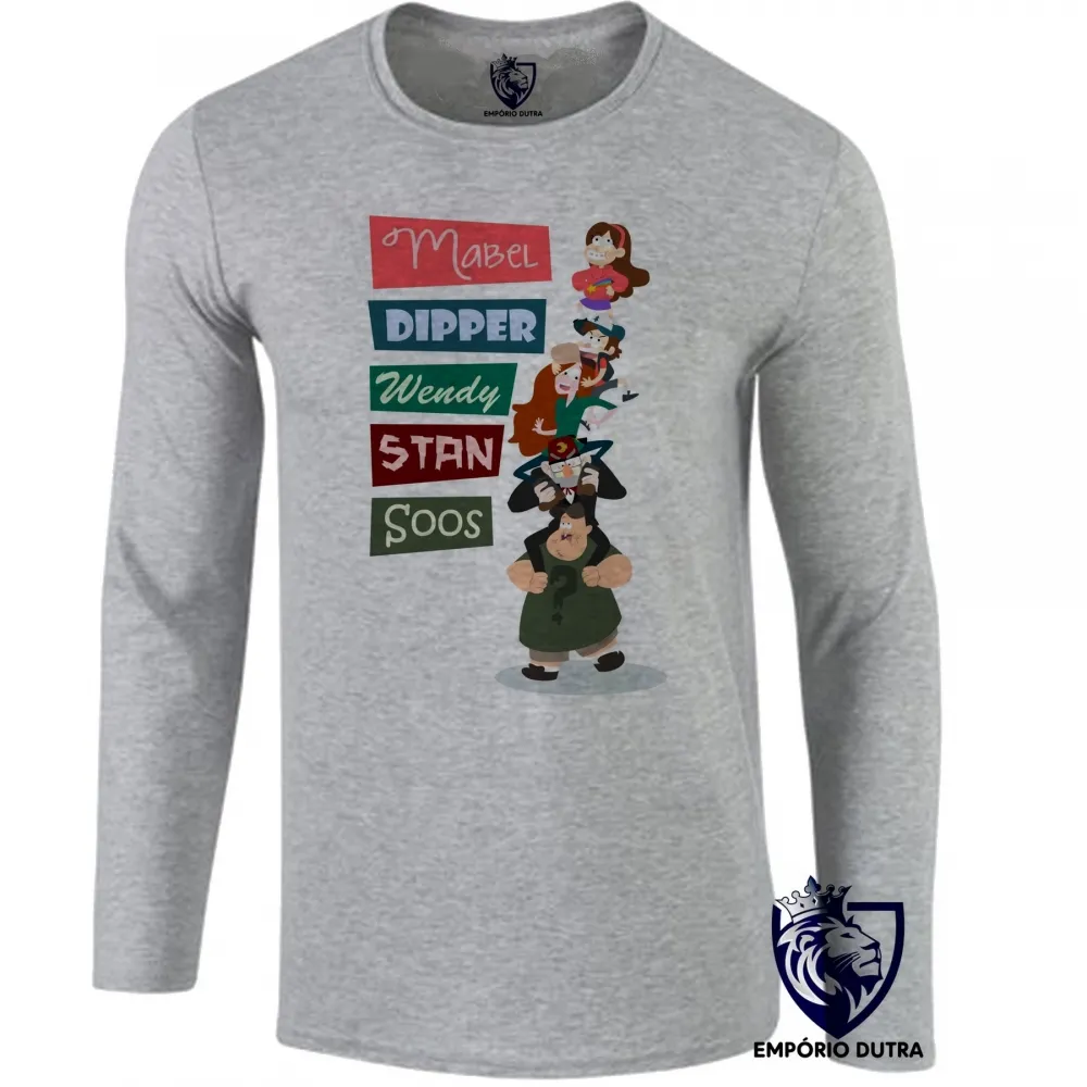 Camiseta manga longa Infantil ou Adulto Gravity Falls nomes pilha Imagem