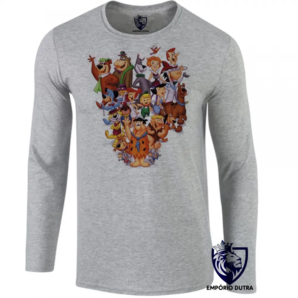 Camiseta manga longa Infantil ou Adulto Hanna Barbera personagens desenho Imagem