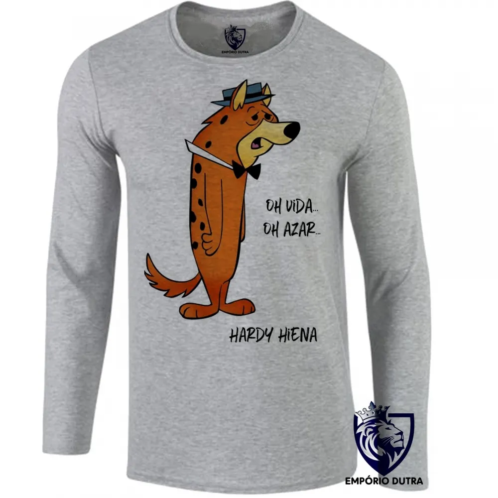 Camiseta manga longa Infantil ou Adulto Hardy Hiena oh vida oh azar hanna barbera