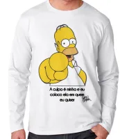 Camiseta manga longa Infantil ou Adulto Homer Simpsons culpa minha coloco ela em quem eu quiser - Foto 3