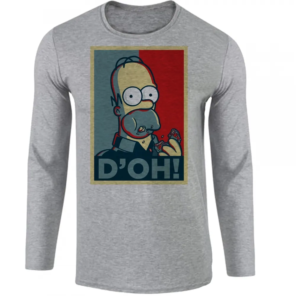 Camiseta manga longa Infantil ou Adulto Homer Simpsons rosquinha Imagem
