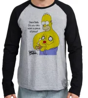 Camiseta manga longa Infantil ou Adulto Homer Simpsons pizza barriga comendo - Foto 2