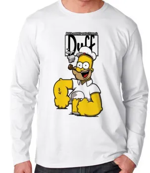 Camiseta manga longa Infantil ou Adulto Homer simpsons popeye duff cerveja - Foto 2