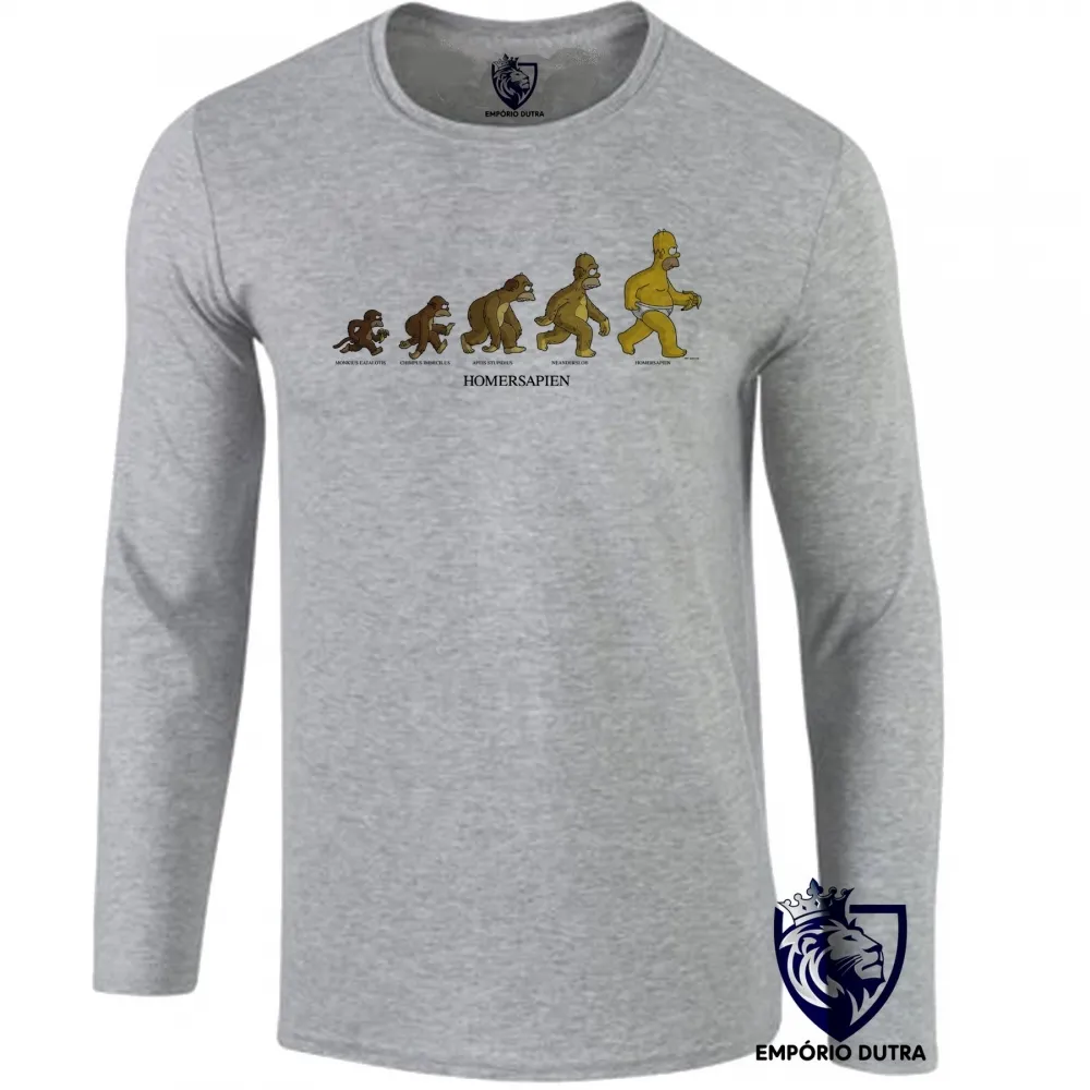 Camiseta manga longa Infantil ou Adulto Homer simpsons Sapien evolução Imagem