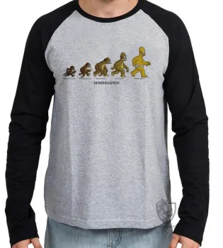 Camiseta manga longa Infantil ou Adulto Homer simpsons Sapien evolução - Foto 2