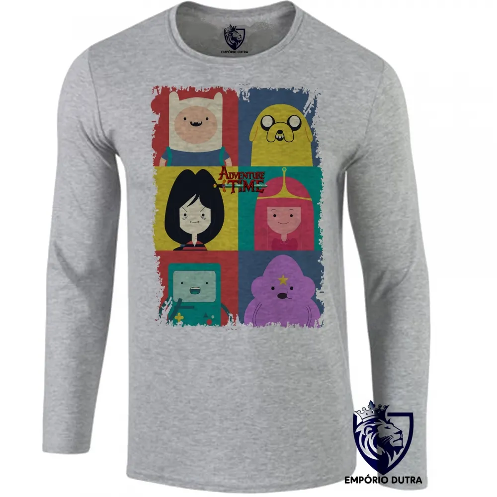 Camiseta manga longa Infantil ou Adulto Hora da Aventura quadrados